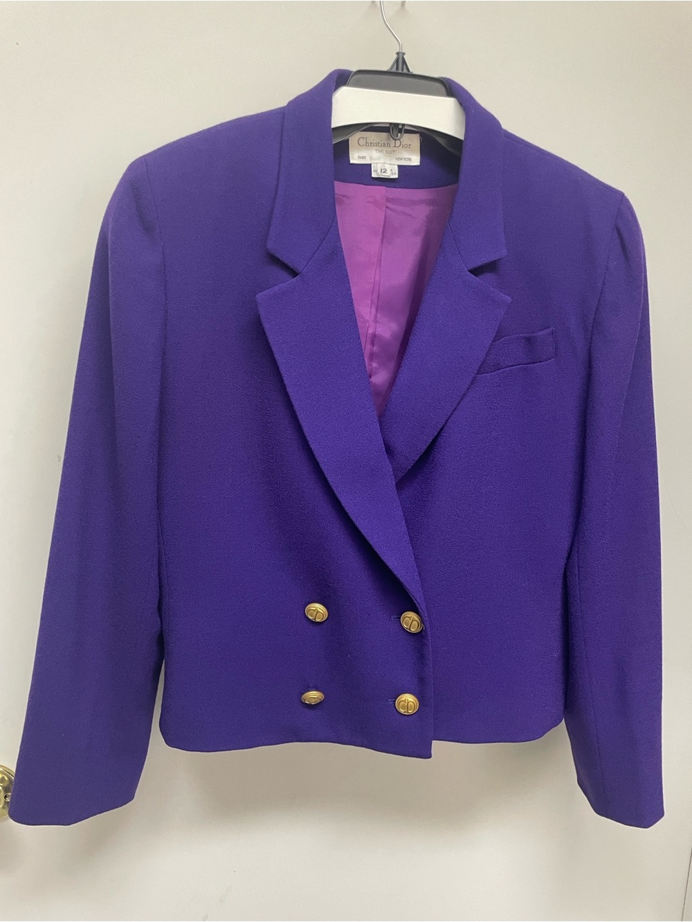 Vintage 80’s/90’s Dior Vibrant Purple Double-Breasted Blazer with Gold Buttons
